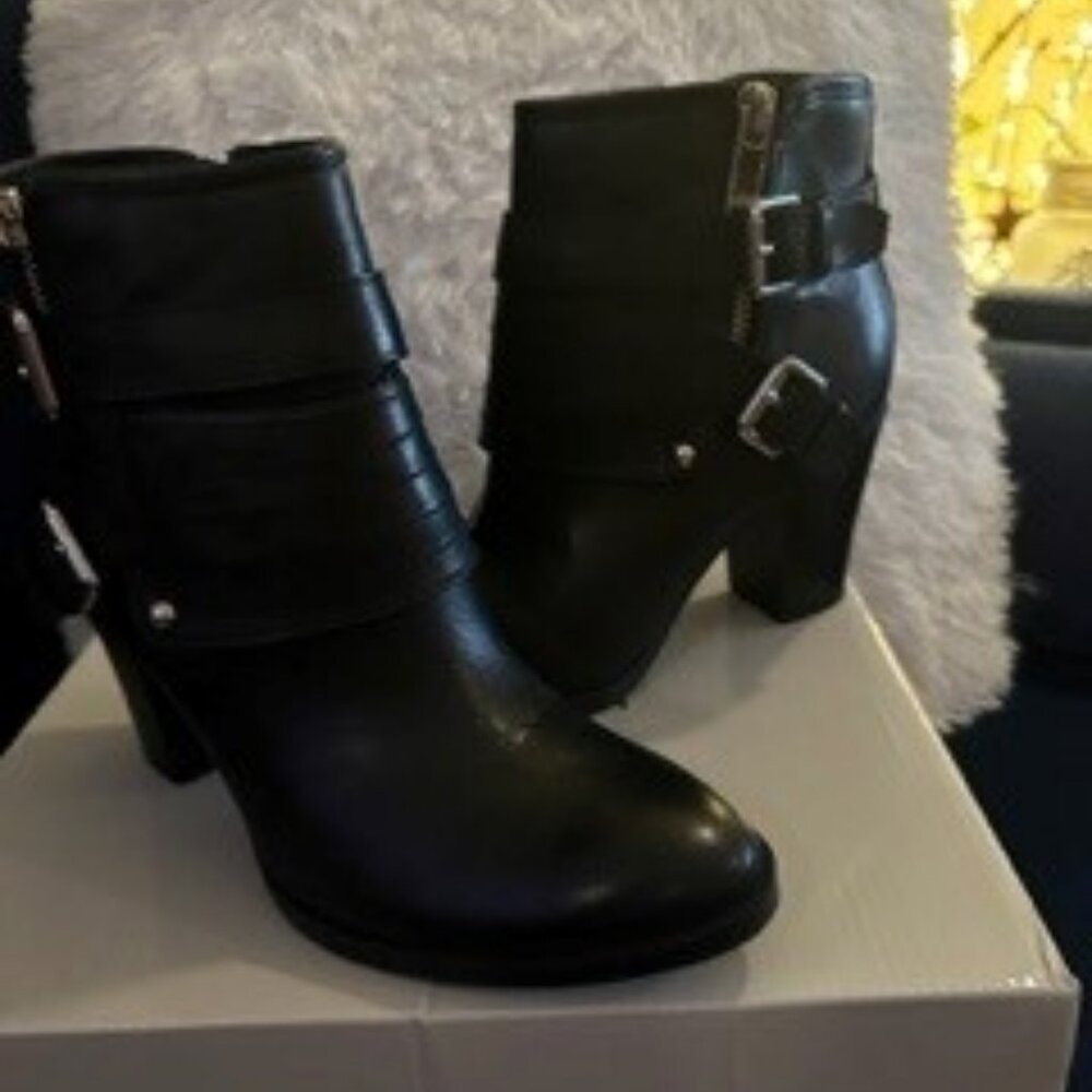 Marc Fisher black leather ankle boots